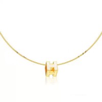 Hermes Cage d'H Necklace White in Lacquer Yellow Gold